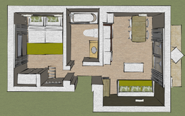 Plan Standard 1-Bedroom Apartment Bloc Garden - A1S
