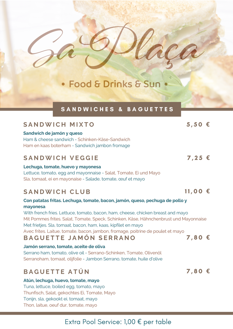 Carta Snack Bar Comida 2